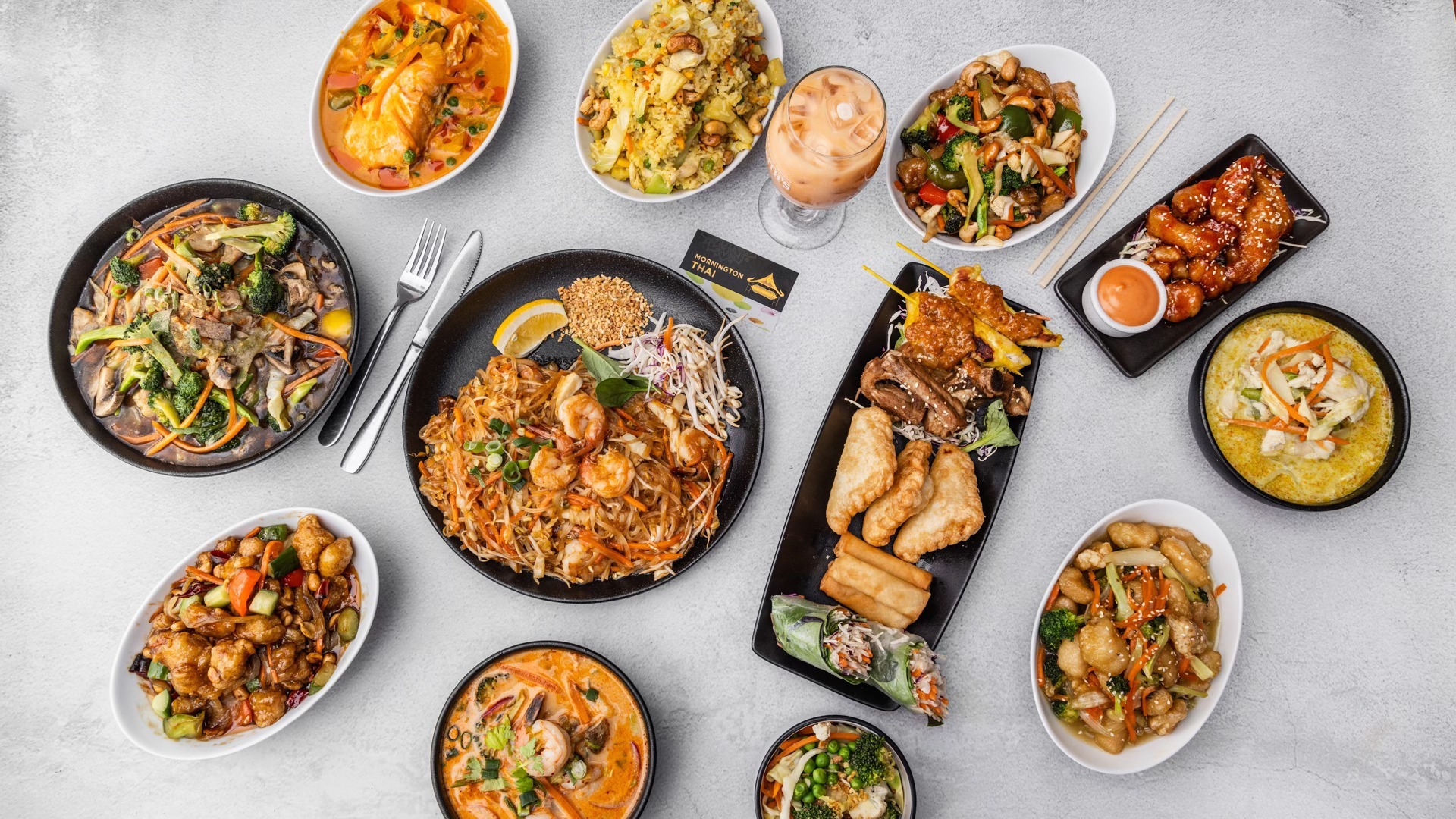 Thai food spread